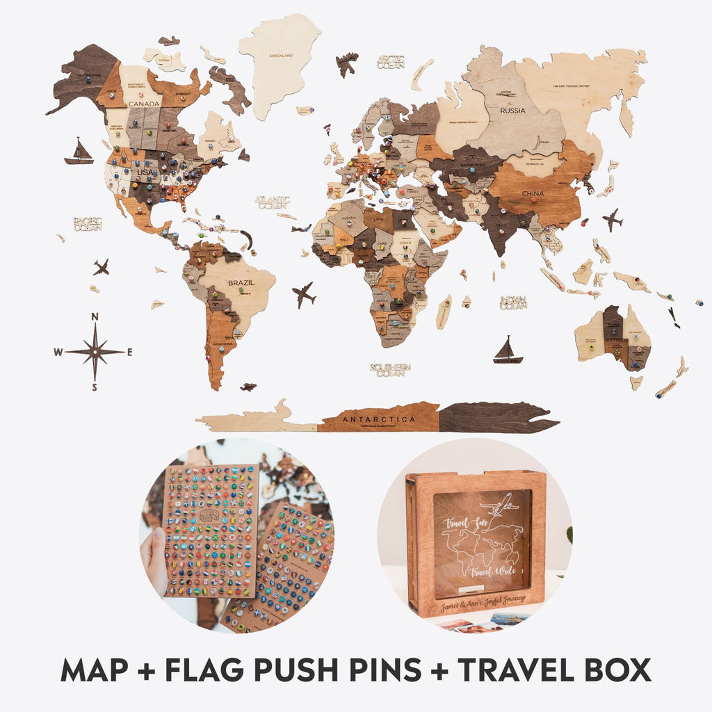 Bundle: Map, Flags Pins, Travel box - SJB-DIAMOND ELITES