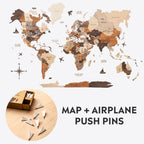 Bundle: Wooden Map and Airplanes Pins - SJB-DIAMOND ELITES
