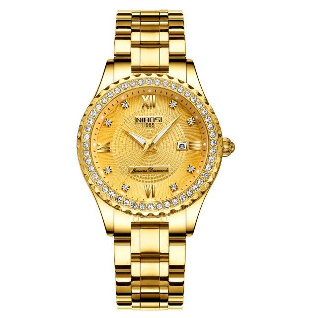 Business Black Couple Watches Top Luxury Mens Watches Auto Date Quartz Wristwatch Gold Watch Men Diamond Stainless Steel Waterproof Luminous Business Casual Luxury Watch For Men Stevvex