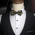 Business Black Golden Butterfly Men Bowtie Luxury Double Layer Pointed Classic Bow Tie Lovely Men Gift For Office And Meetings Stevvex