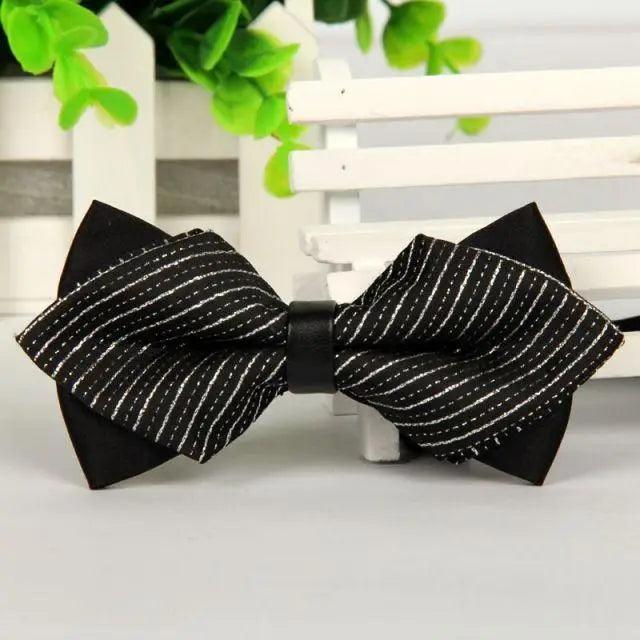 Business Black Golden Butterfly Men Bowtie Luxury Double Layer Pointed Classic Bow Tie Lovely Men Gift For Office And Meetings Stevvex