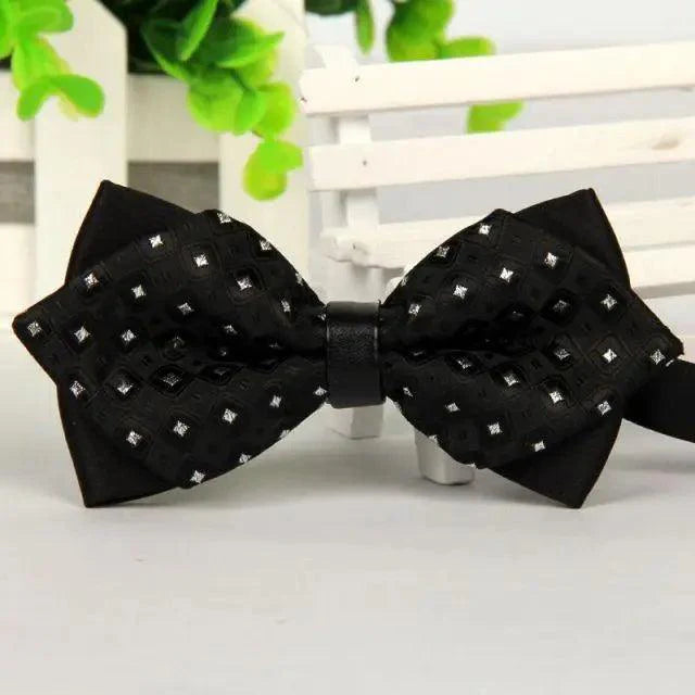 Business Black Golden Butterfly Men Bowtie Luxury Double Layer Pointed Classic Bow Tie Lovely Men Gift For Office And Meetings Stevvex