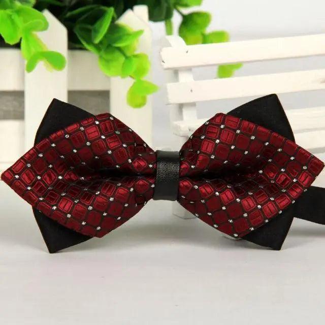 Business Black Golden Butterfly Men Bowtie Luxury Double Layer Pointed Classic Bow Tie Lovely Men Gift For Office And Meetings Stevvex