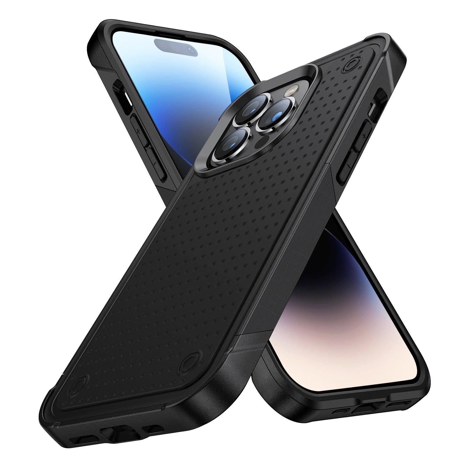 Business Black Shockproof Armor Case for iPhone 14 Pro Max 14 Plus 13 12 Hard Cover Heavy Duty Case Shockproof Ultra-Slim Non-slip iPhone Powerful Protective Phone Case for iPhone Stevvex