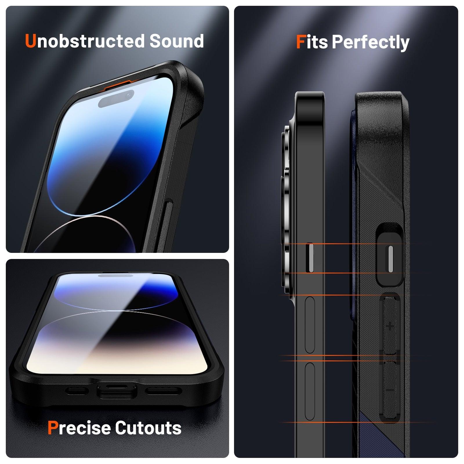 Business Black Shockproof Armor Case for iPhone 14 Pro Max 14 Plus 13 12 Hard Cover Heavy Duty Case Shockproof Ultra-Slim Non-slip iPhone Powerful Protective Phone Case for iPhone Stevvex