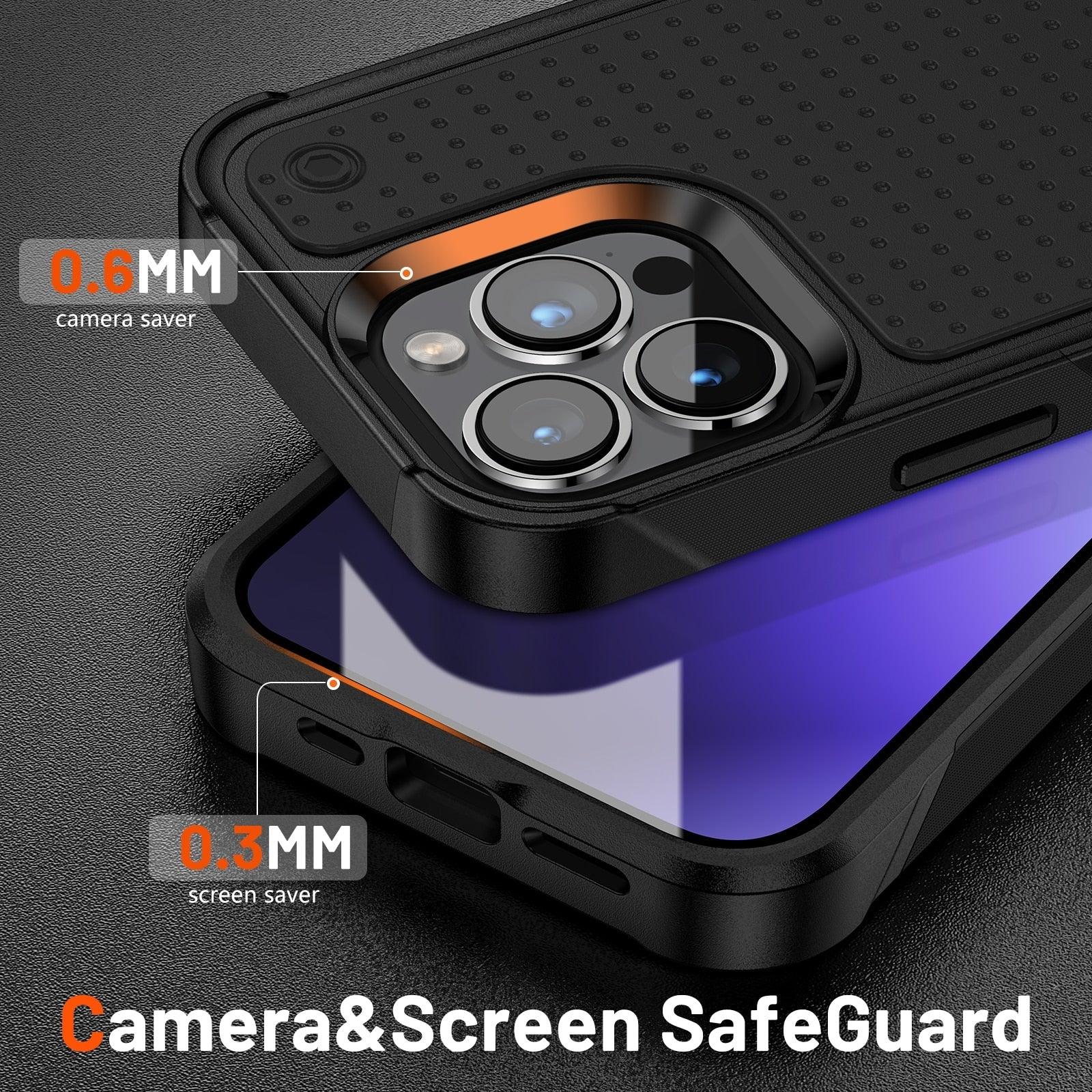 Business Black Shockproof Armor Case for iPhone 14 Pro Max 14 Plus 13 12 Hard Cover Heavy Duty Case Shockproof Ultra-Slim Non-slip iPhone Powerful Protective Phone Case for iPhone Stevvex