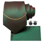 Business Black Silk Necktie Chain Classic Tie Square Handkerchief Elegant Cufflink Wedding Formal Neckties For Men Stevvex