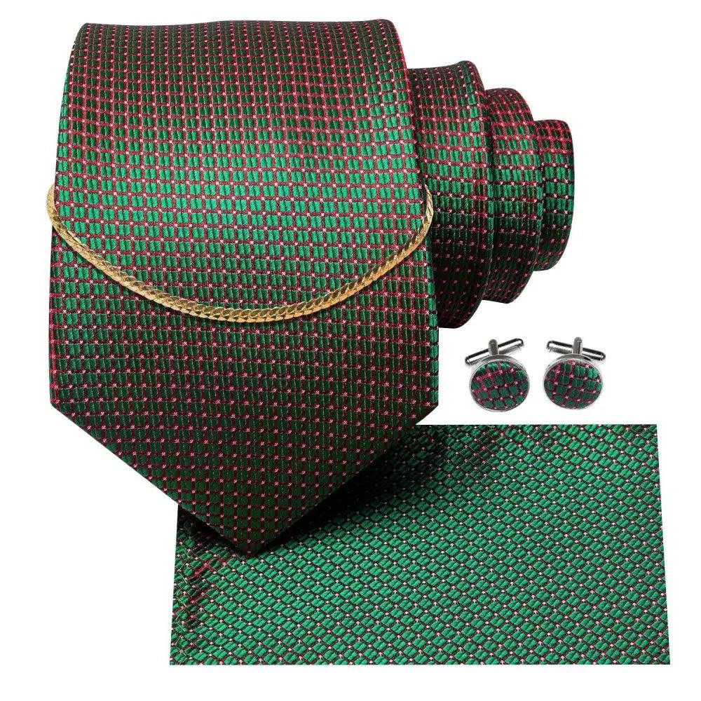 Business Black Silk Necktie Chain Classic Tie Square Handkerchief Elegant Cufflink Wedding Formal Neckties For Men Stevvex