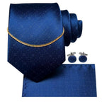 Business Black Silk Necktie Chain Classic Tie Square Handkerchief Elegant Cufflink Wedding Formal Neckties For Men Stevvex
