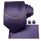 Business Black Silk Necktie Chain Classic Tie Square Handkerchief Elegant Cufflink Wedding Formal Neckties For Men Stevvex
