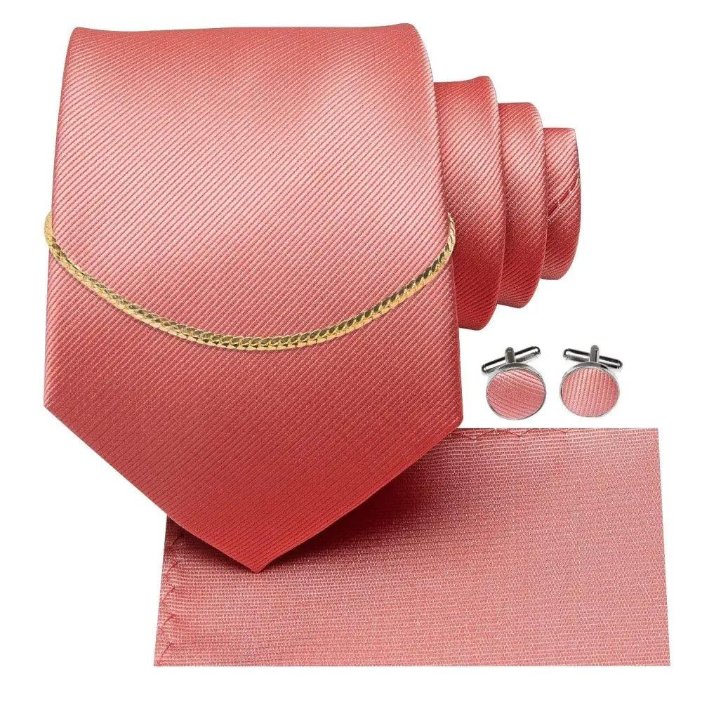 Business Black Silk Necktie Chain Classic Tie Square Handkerchief Elegant Cufflink Wedding Formal Neckties For Men Stevvex