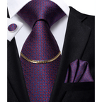 Business Black Silk Necktie Chain Classic Tie Square Handkerchief Elegant Cufflink Wedding Formal Neckties For Men Stevvex