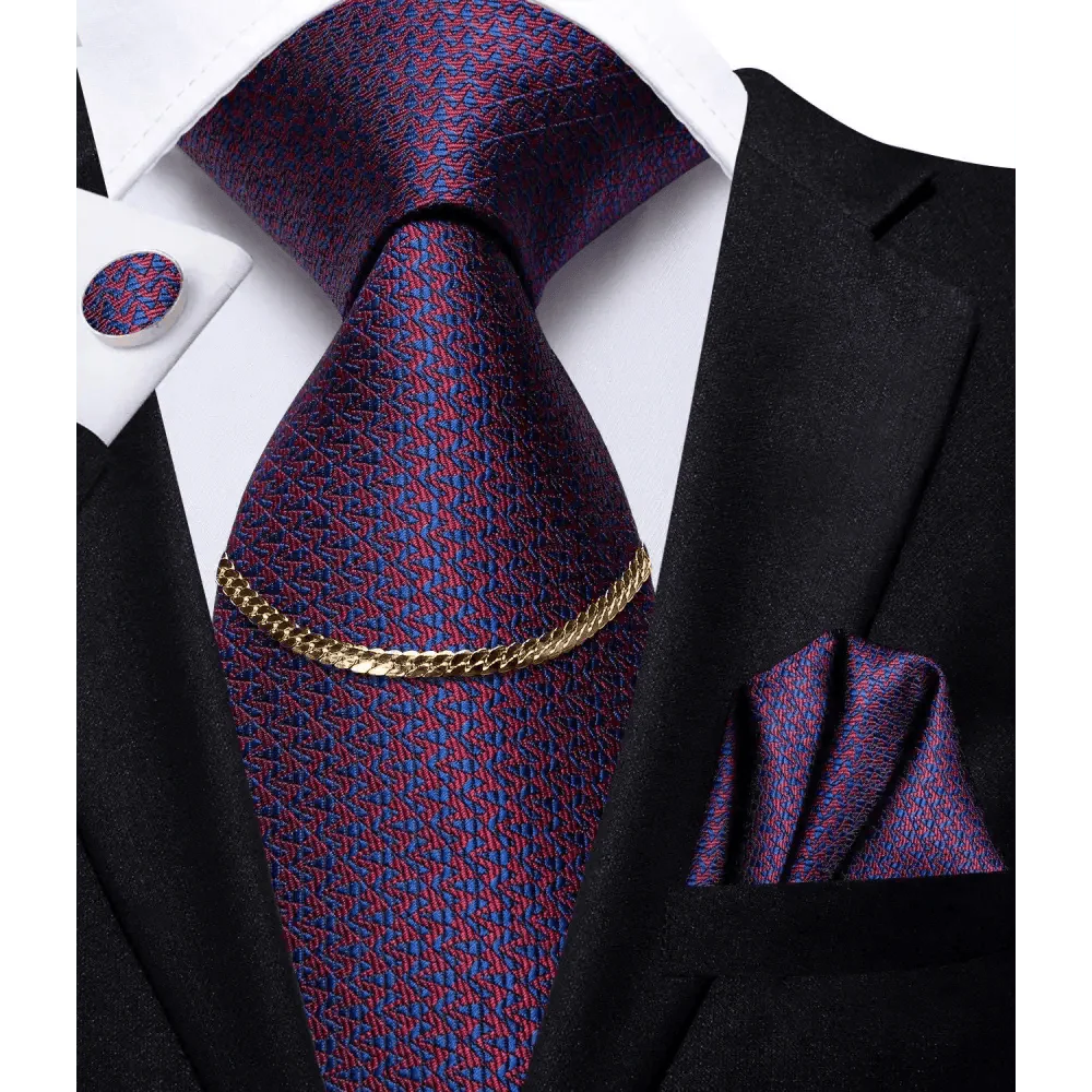 Business Black Silk Necktie Chain Classic Tie Square Handkerchief Elegant Cufflink Wedding Formal Neckties For Men Stevvex