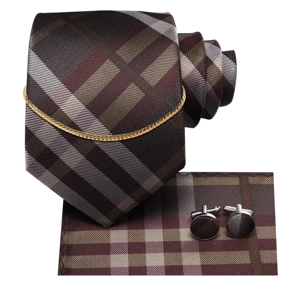 Business Black Silk Necktie Chain Classic Tie Square Handkerchief Elegant Cufflink Wedding Formal Neckties For Men Stevvex