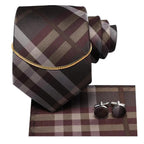 Business Black Silk Necktie Chain Classic Tie Square Handkerchief Elegant Cufflink Wedding Formal Neckties For Men Stevvex