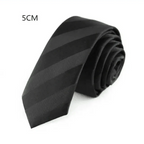 Business Black Skinny Ties Polyester Silk Necktie For Men Washable Formal Office Simple Design Necties Solid Color Skinny Tie Slim Necktie For Men Stevvex