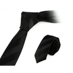 Business Black Skinny Ties Polyester Silk Necktie For Men Washable Formal Office Simple Design Necties Solid Color Skinny Tie Slim Necktie For Men Stevvex