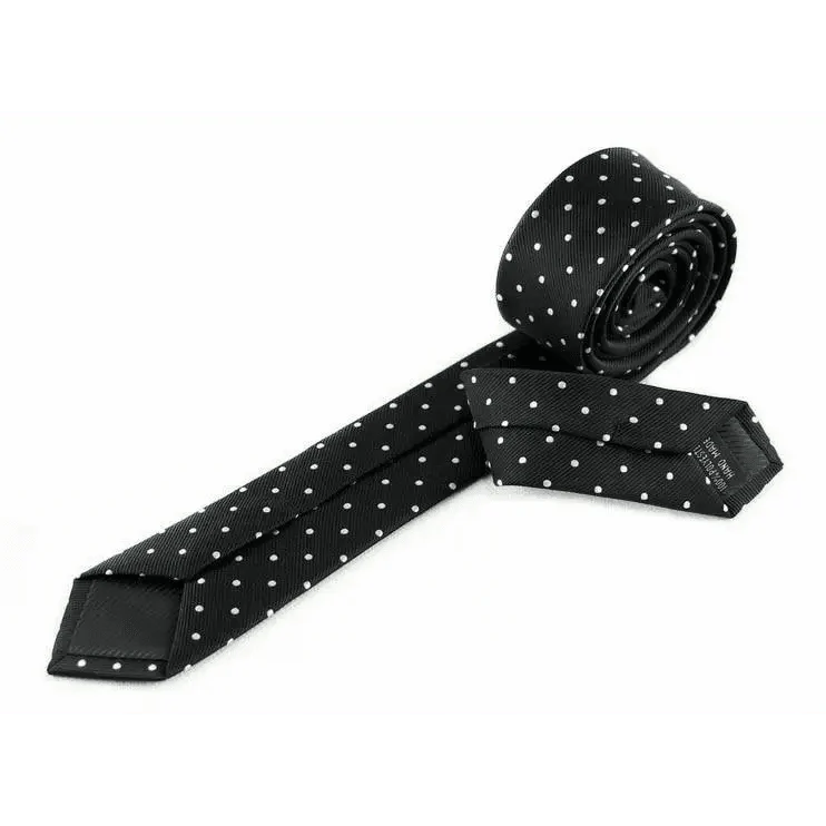 Business Black Skinny Ties Polyester Silk Necktie For Men Washable Formal Office Simple Design Necties Solid Color Skinny Tie Slim Necktie For Men Stevvex