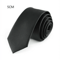 Business Black Skinny Ties Polyester Silk Necktie For Men Washable Formal Office Simple Design Necties Solid Color Skinny Tie Slim Necktie For Men Stevvex