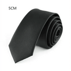Business Black Skinny Ties Polyester Silk Necktie For Men Washable Formal Office Simple Design Necties Solid Color Skinny Tie Slim Necktie For Men Stevvex