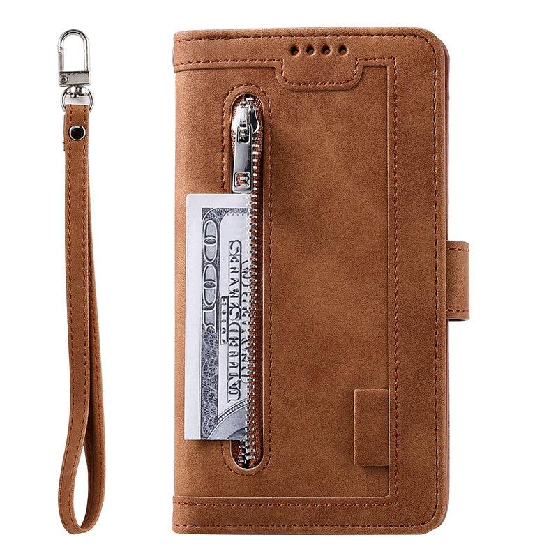 Business Blue New Cards Flip Leather Case For iPhone 14 13 12 11 Pro Max 10 X 6 6s 7 8 Plus XR XS Max Multifunctional Wallet Phone Case  Multi-Card Wallet Leather iphone Case Stevvex