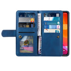 Business Blue New Cards Flip Leather Case For iPhone 14 13 12 11 Pro Max 10 X 6 6s 7 8 Plus XR XS Max Multifunctional Wallet Phone Case  Multi-Card Wallet Leather iphone Case Stevvex