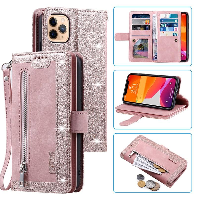 Business Blue New Cards Flip Leather Case For iPhone 14 13 12 11 Pro Max 10 X 6 6s 7 8 Plus XR XS Max Multifunctional Wallet Phone Case  Multi-Card Wallet Leather iphone Case Stevvex