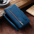 Business Blue New Cards Flip Leather Case For iPhone 14 13 12 11 Pro Max 10 X 6 6s 7 8 Plus XR XS Max Multifunctional Wallet Phone Case  Multi-Card Wallet Leather iphone Case Stevvex