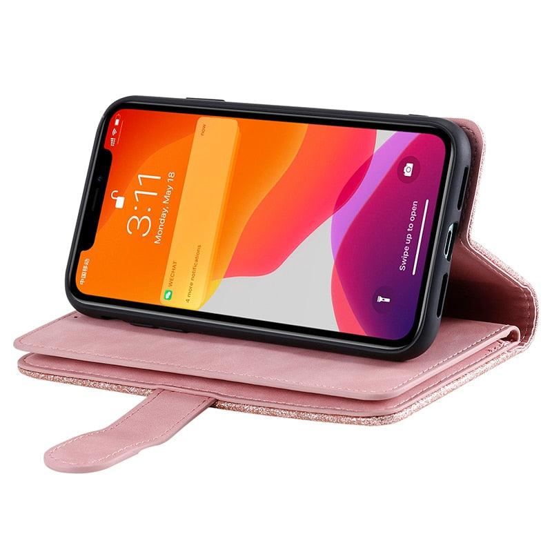 Business Blue New Cards Flip Leather Case For iPhone 14 13 12 11 Pro Max 10 X 6 6s 7 8 Plus XR XS Max Multifunctional Wallet Phone Case  Multi-Card Wallet Leather iphone Case Stevvex