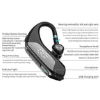 Business Bluetooth 5.0 Wireless Single-Ear Headset LED Power Display Ultra-Long Standby Earbud Headphones Wireless Black Earphone Bluetooth Noise Isolating Wireless Earbuds With Microphones Clear Calls Painless Wearing Stevvex