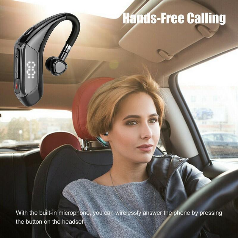 Business Bluetooth 5.0 Wireless Single-Ear Headset LED Power Display Ultra-Long Standby Earbud Headphones Wireless Black Earphone Bluetooth Noise Isolating Wireless Earbuds With Microphones Clear Calls Painless Wearing Stevvex