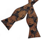 Business Elegant Gold Black Pattern Elegant Wedding Silk Bowtie Men Butterfly Fashion Bow Ties Pocket Square Classic Business Tuxedo Wedding Bowties Handkerchief Set Stevvex