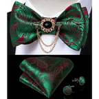 Business Elegant Gold Black Pattern Elegant Wedding Silk Bowtie Men Butterfly Fashion Bow Ties Pocket Square Classic Business Tuxedo Wedding Bowties Handkerchief Set Stevvex