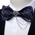 Business Elegant Gold Black Pattern Elegant Wedding Silk Bowtie Men Butterfly Fashion Bow Ties Pocket Square Classic Business Tuxedo Wedding Bowties Handkerchief Set Stevvex