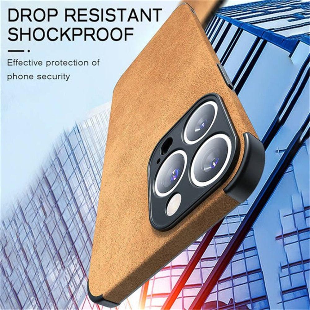 Business Iphone PU Leather Phone Case For iPhone 13 12 11 14 Pro Max Mini XR XS X Luxury Silicone Shockproof Soft Cover Ultra Thin Slim Leather Case Anti-Scratch Hard Back Cover for iPhone Stevvex