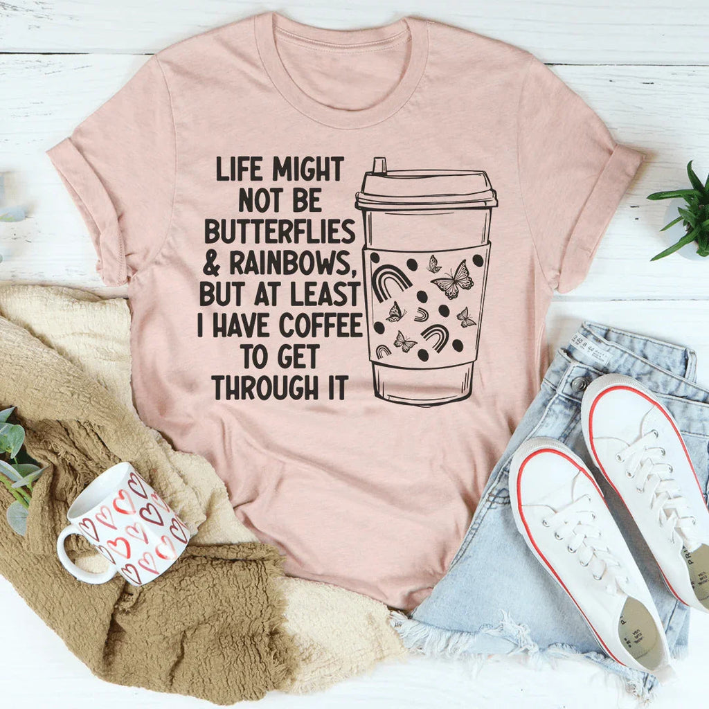 Butterflies And Rainbows Tee Peachy Sunday