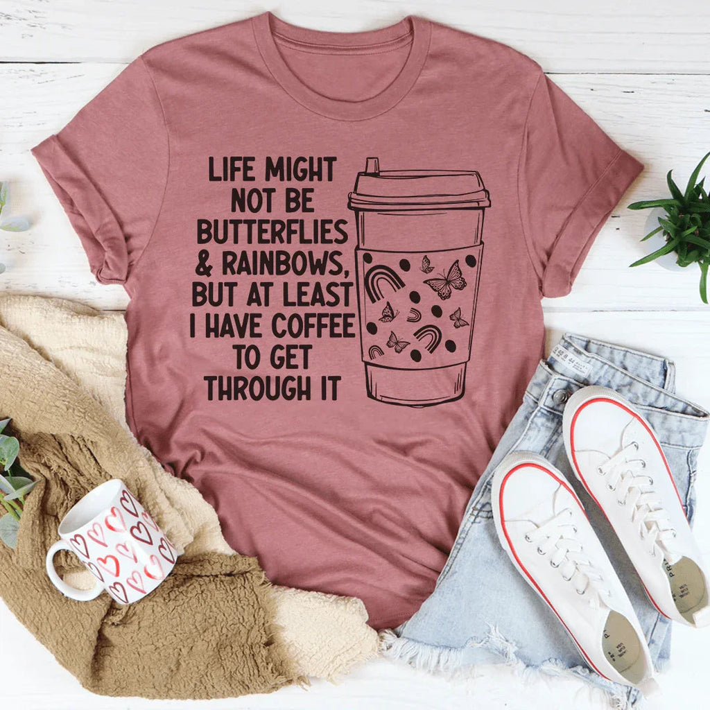 Butterflies And Rainbows Tee Peachy Sunday