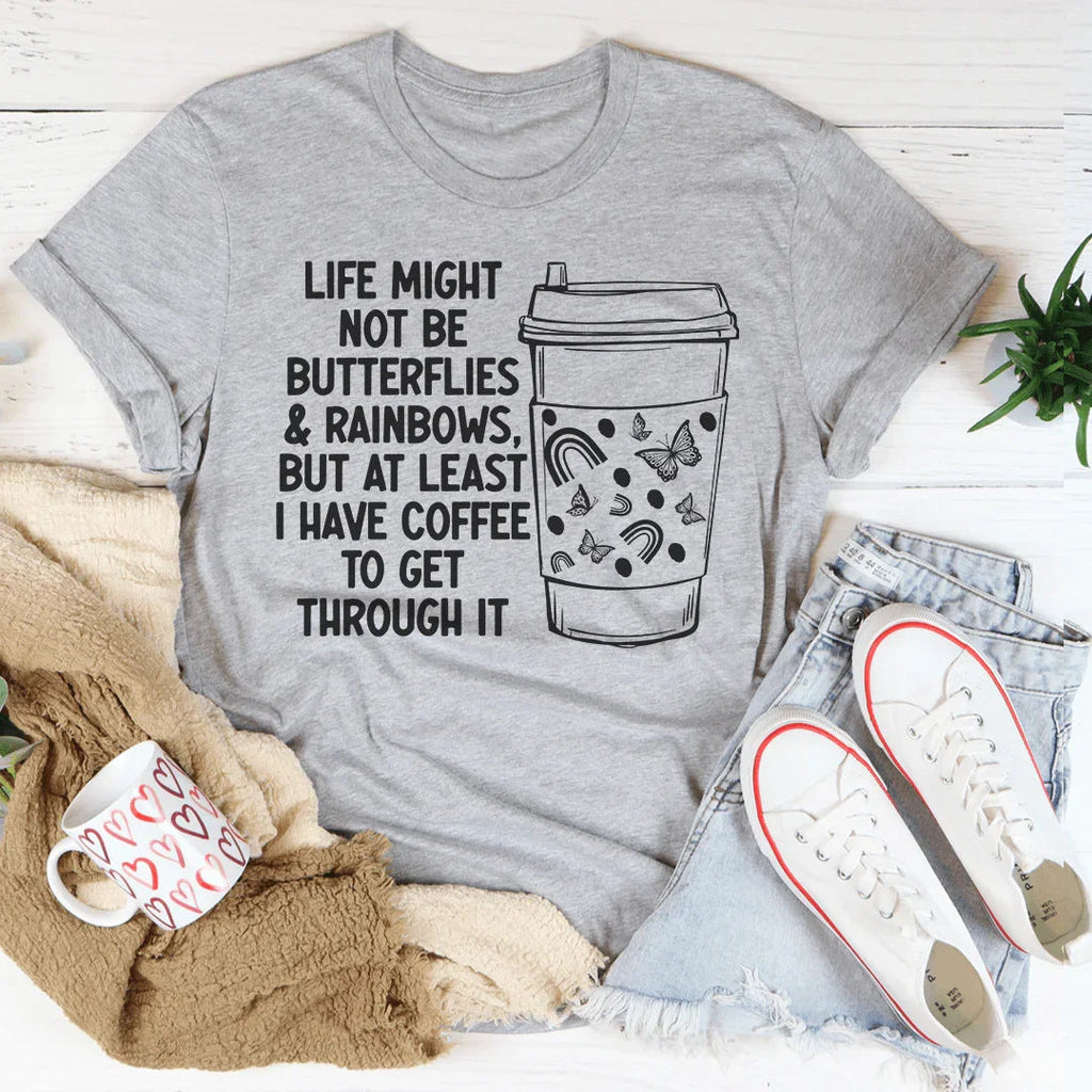 Butterflies And Rainbows Tee Peachy Sunday