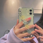 Butterfly Chain Flower Bracelet Chain Phone Case For iPhone 13 12 11 Pro XS Max X XR 7 8 Plus Cute Transparent Back Cover Phone Case For iphone 14Pro 12Mini 13 Pro 6 7 8 plus X XR XS Max SE Soft Fashion Bracelet Clear Protective Cover Stevvex