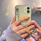 Butterfly Chain Flower Bracelet Chain Phone Case For iPhone 13 12 11 Pro XS Max X XR 7 8 Plus Cute Transparent Back Cover Phone Case For iphone 14Pro 12Mini 13 Pro 6 7 8 plus X XR XS Max SE Soft Fashion Bracelet Clear Protective Cover Stevvex
