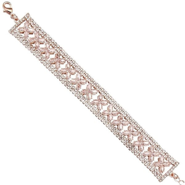 Butterfly Clover Rhinestone Link Bracelet Gold Plated