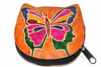 Butterfly Coin Purse Leather Small Zippered Change Bag