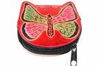 Butterfly Coin Purse Leather Small Zippered Change Bag