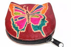 Butterfly Coin Purse Leather Small Zippered Change Bag
