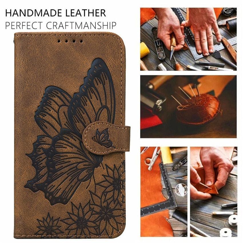 Butterfly Leather Flip Cover For Xiaomi Mi11 Redmi Note 9T 9 9A 9S 8 Pro 8A POCO X3 NFC M3 F3 10 Pro Lite Phone Wallet Book Case Retro Leather Flip Magnetic Mobile Phone Case Stevvex