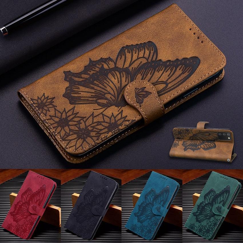 Butterfly Leather Flip Cover For Xiaomi Mi11 Redmi Note 9T 9 9A 9S 8 Pro 8A POCO X3 NFC M3 F3 10 Pro Lite Phone Wallet Book Case Retro Leather Flip Magnetic Mobile Phone Case Stevvex