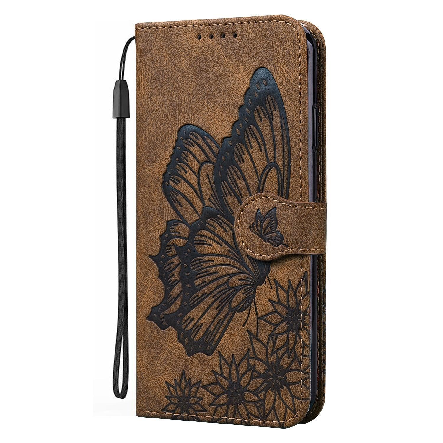 Butterfly Leather Flip Cover For Xiaomi Mi11 Redmi Note 9T 9 9A 9S 8 Pro 8A POCO X3 NFC M3 F3 10 Pro Lite Phone Wallet Book Case Retro Leather Flip Magnetic Mobile Phone Case Stevvex