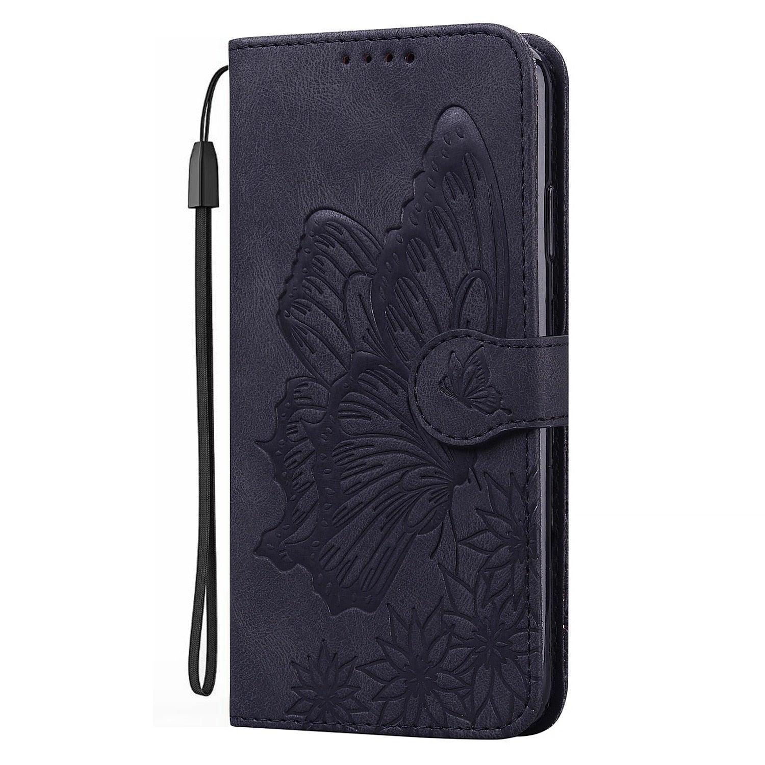 Butterfly Leather Flip Cover For Xiaomi Mi11 Redmi Note 9T 9 9A 9S 8 Pro 8A POCO X3 NFC M3 F3 10 Pro Lite Phone Wallet Book Case Retro Leather Flip Magnetic Mobile Phone Case Stevvex