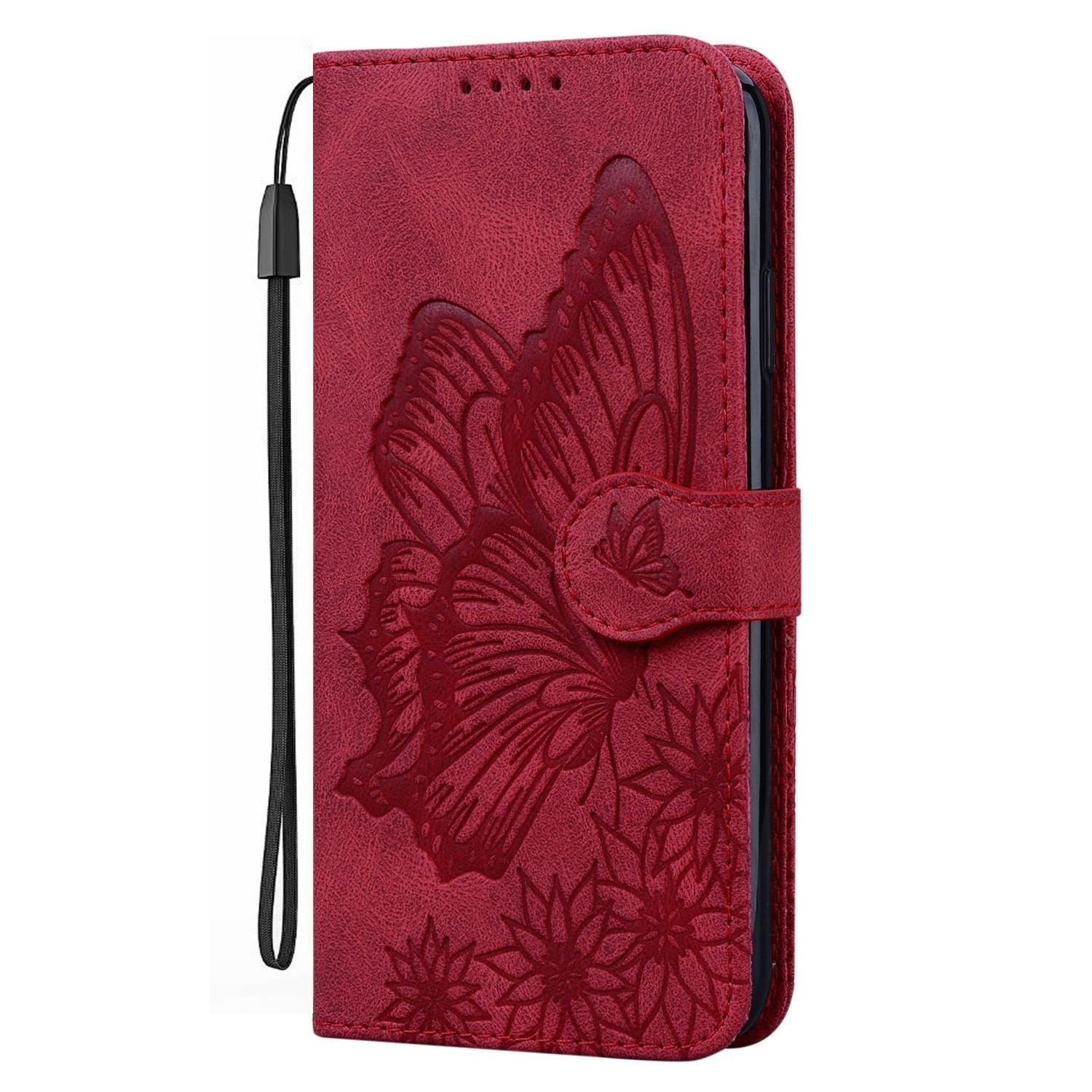Butterfly Leather Flip Cover For Xiaomi Mi11 Redmi Note 9T 9 9A 9S 8 Pro 8A POCO X3 NFC M3 F3 10 Pro Lite Phone Wallet Book Case Retro Leather Flip Magnetic Mobile Phone Case Stevvex