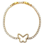 Butterfly Outline Tennis Bracelet Gold Plated Zirconia